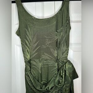 New with tag MANGO army green tropical wrap dress